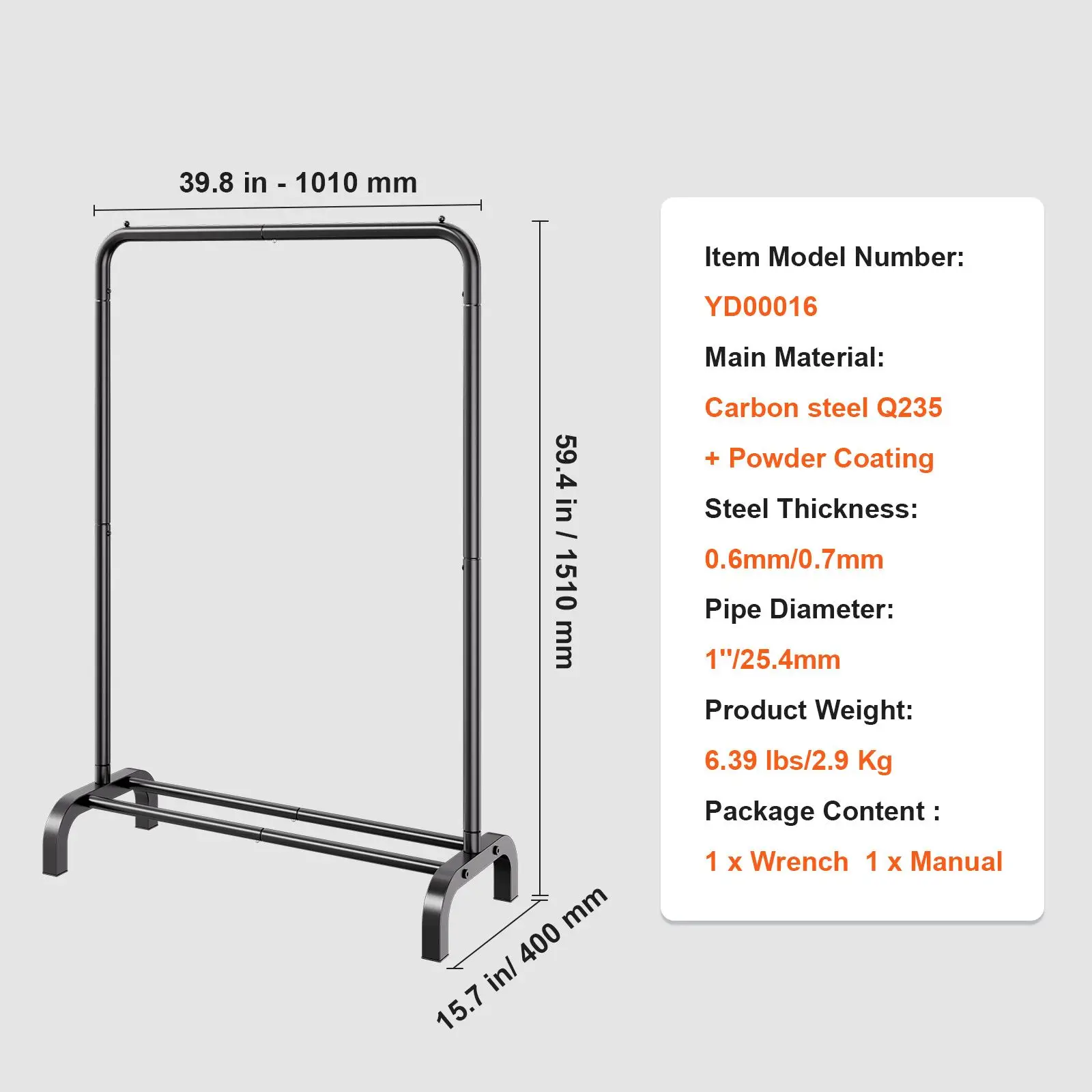 Clothes Rack, Heavy Duty Clothing Garment Rack with Hanging Rod and Bottom Storage Area, Clothing Rack for Bedroom Guest Room