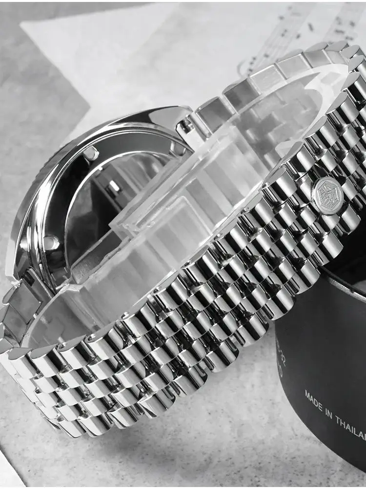 San Martin Original 40mm Men Mechanical Watch Automatic Self Winding Wristwatch Date YN55 5-Link Bracelet Swim Montre SN0069