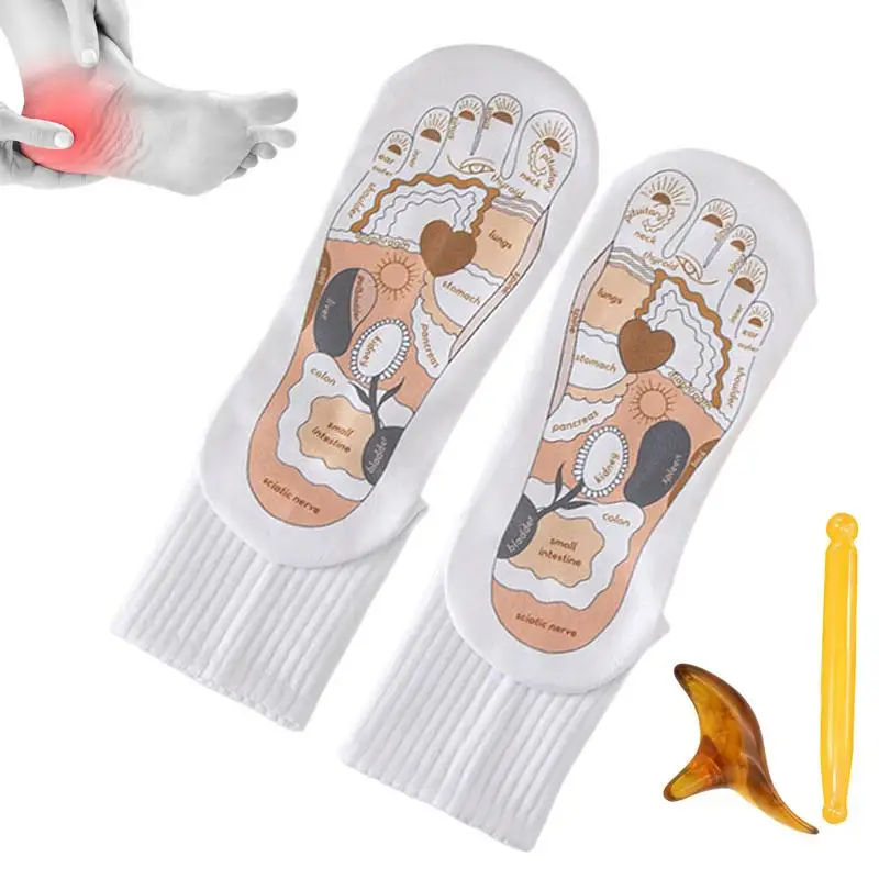 Reflexology Chart Socks Plantar Reflexology Point Sock With Stick Sports Body Relaxer For Muscle Tension Plantar Pressure Muscle