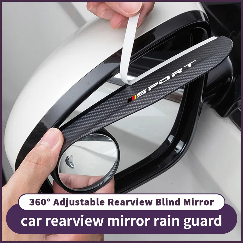 Universal Car Rearview Mirror Rain Shield Black Red Yellow Sport Blind Spot Rain Mirror Small Round Mirror Rain Guard 360-Degree Parking Assist Rearview Mirror Protection Accessories