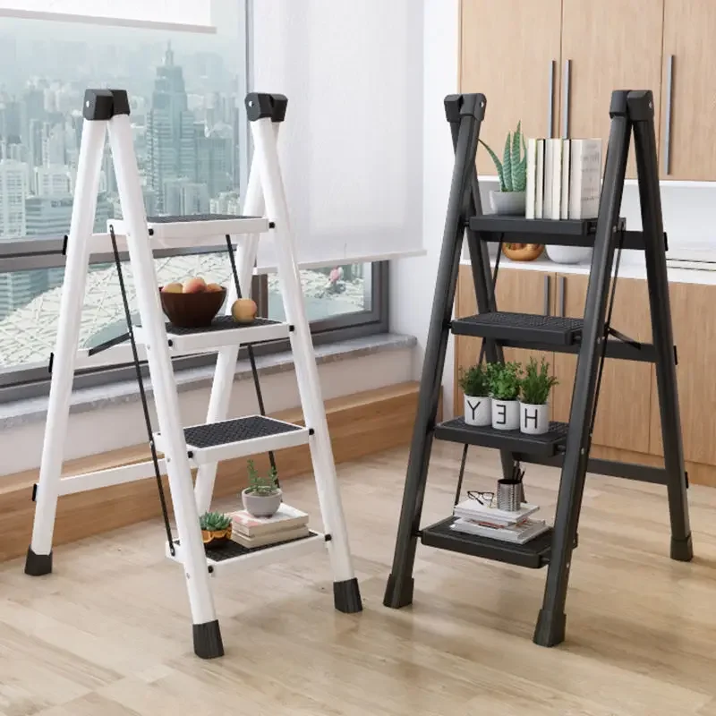 Ladder household folding ladder stool two, three, four, five steps, thickened iron pipe pedal, indoor herringbone ladder, three-