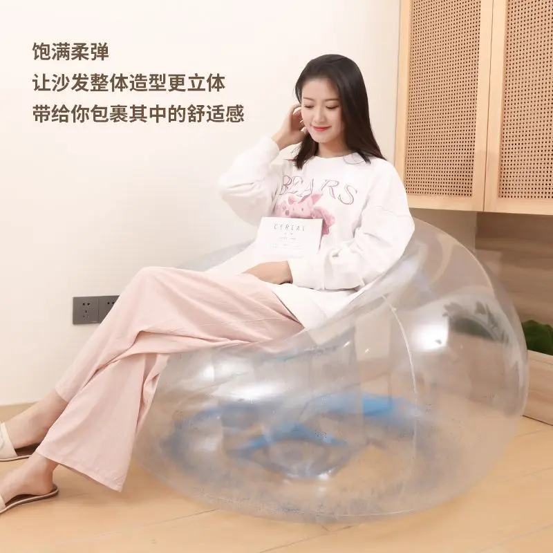 Camping Air Sofa Inflatable Lounge Chair Lazy Person Single Person Inflatable Seat Air Seatings Transparent Portable Chairs