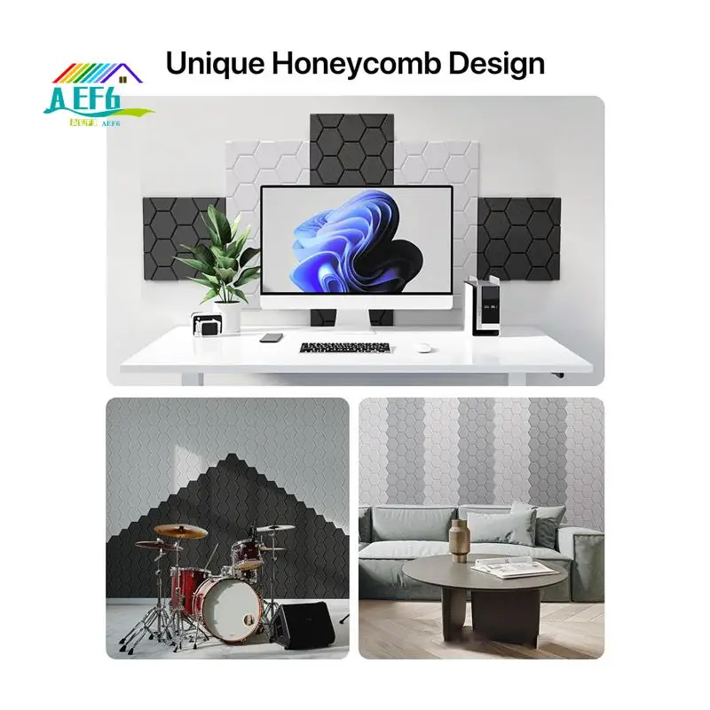 

AEF6-15 Pack Soundproof Wall Panels 12X12X0.4Inch Self-Adhesive Sound Absorbing Panel Sound Proof Panels