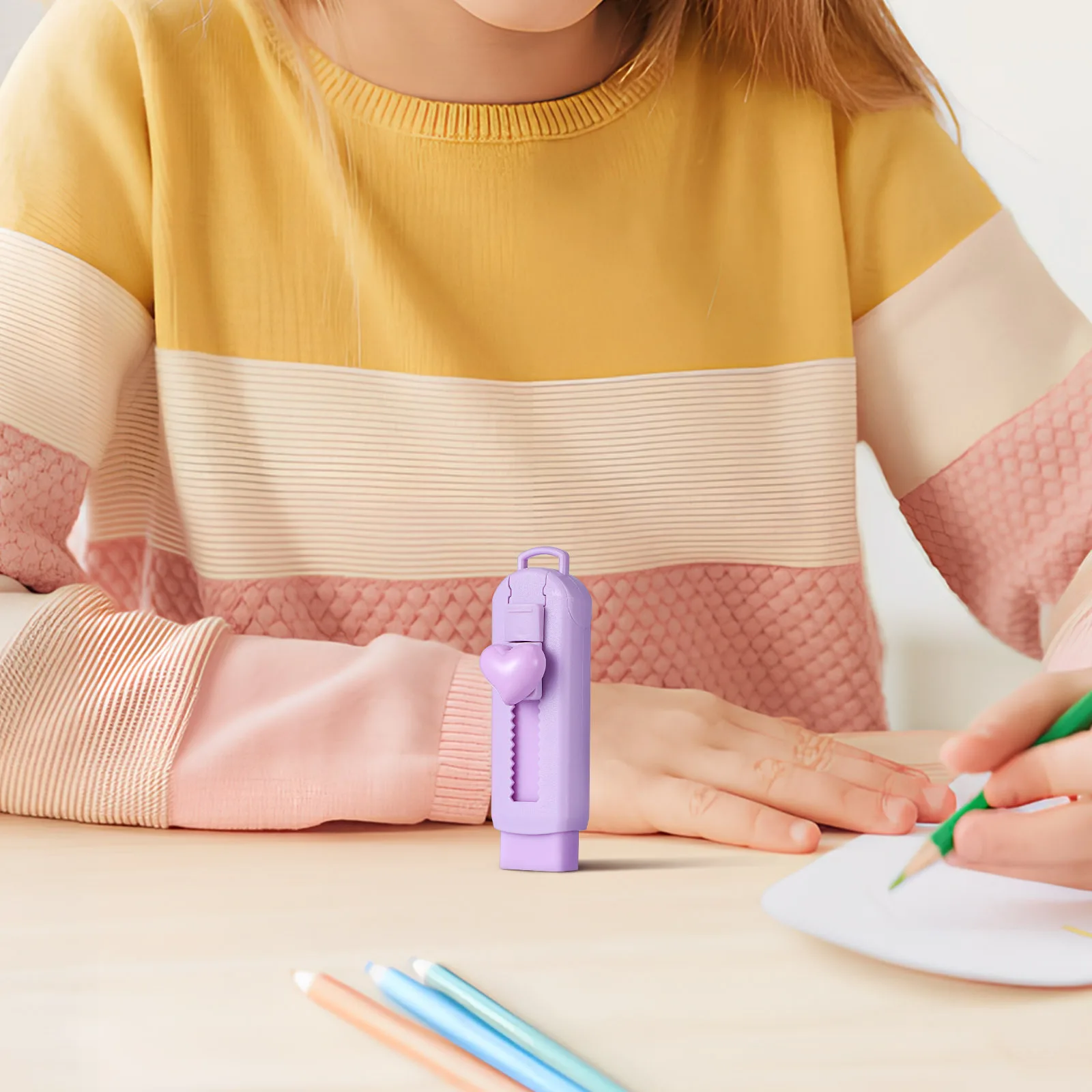 

5Pcs Retractable Pencil Erasers Cute Colors Fast Erasing Classroom Stationery Supplies Students Test Exam Rubber Erasers