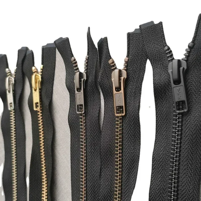 

5# 60 To 70cm YKK Metal Jacket Zipper Single Open Golden Bronze Black Vintage Tailor Sewing Accessory