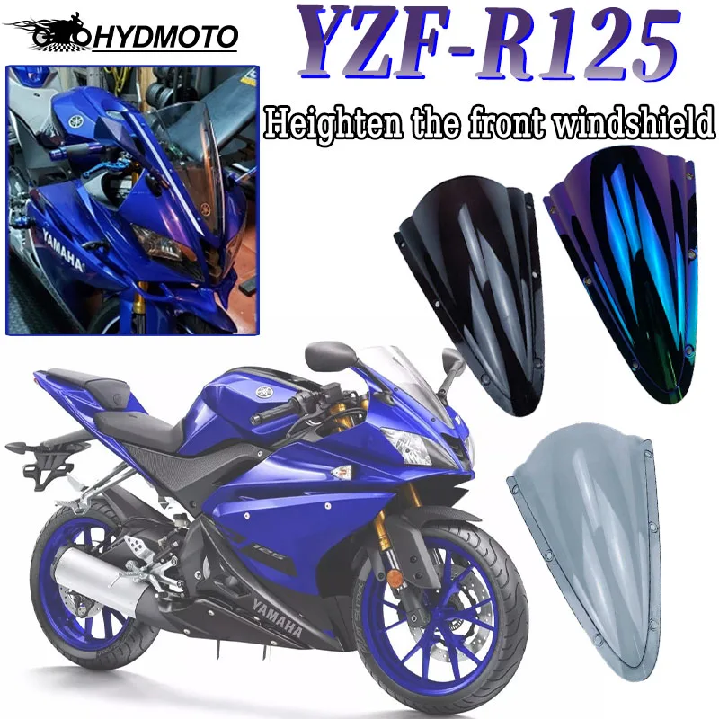 For Yamaha YZF R125 Windscreen Wind Screen Smoke Iridium 2008-2018  R125 Windshield Modified Competitive Windshield