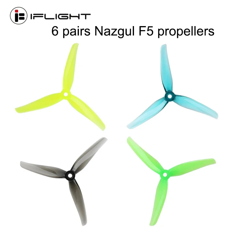 6pairs IFlight Nazgul F5/5140 5 Inch 3 Blade / Tri-blade Propeller Compatible XING-E 2207 Motor for RC FPV Racing Drone Part