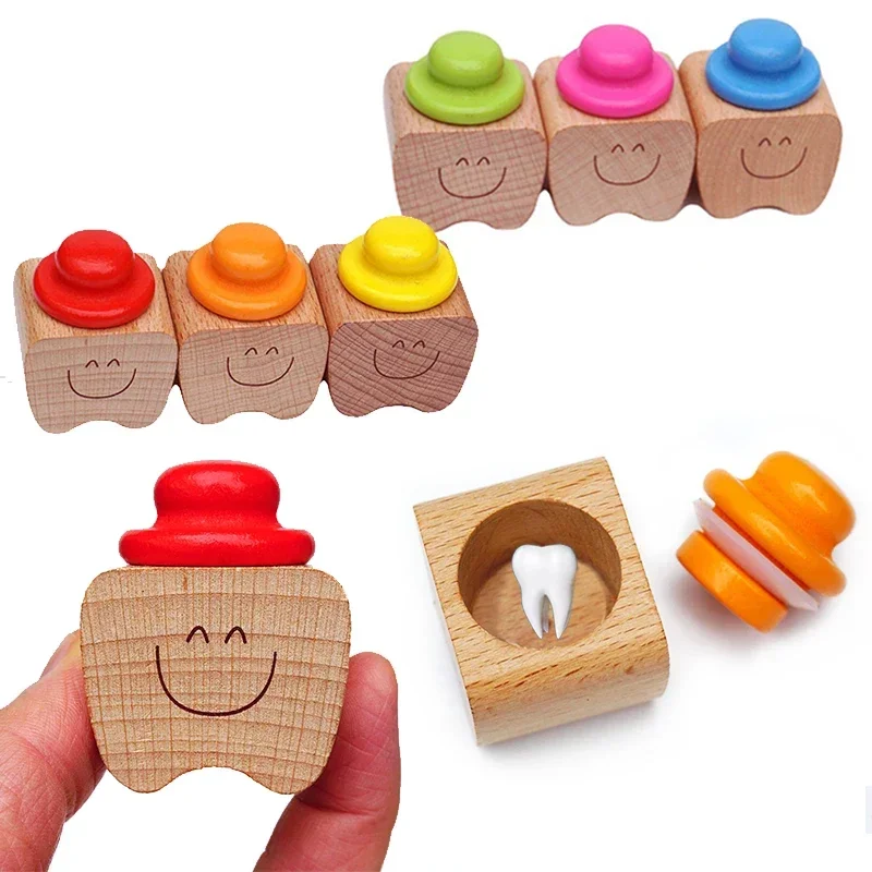Holz Zahn Box Organizer Kinder Baby Zähne Box Zähne Halten Lagerung Sammeln Nette Holz Sammlung Box Baby Souvenir Geschenke