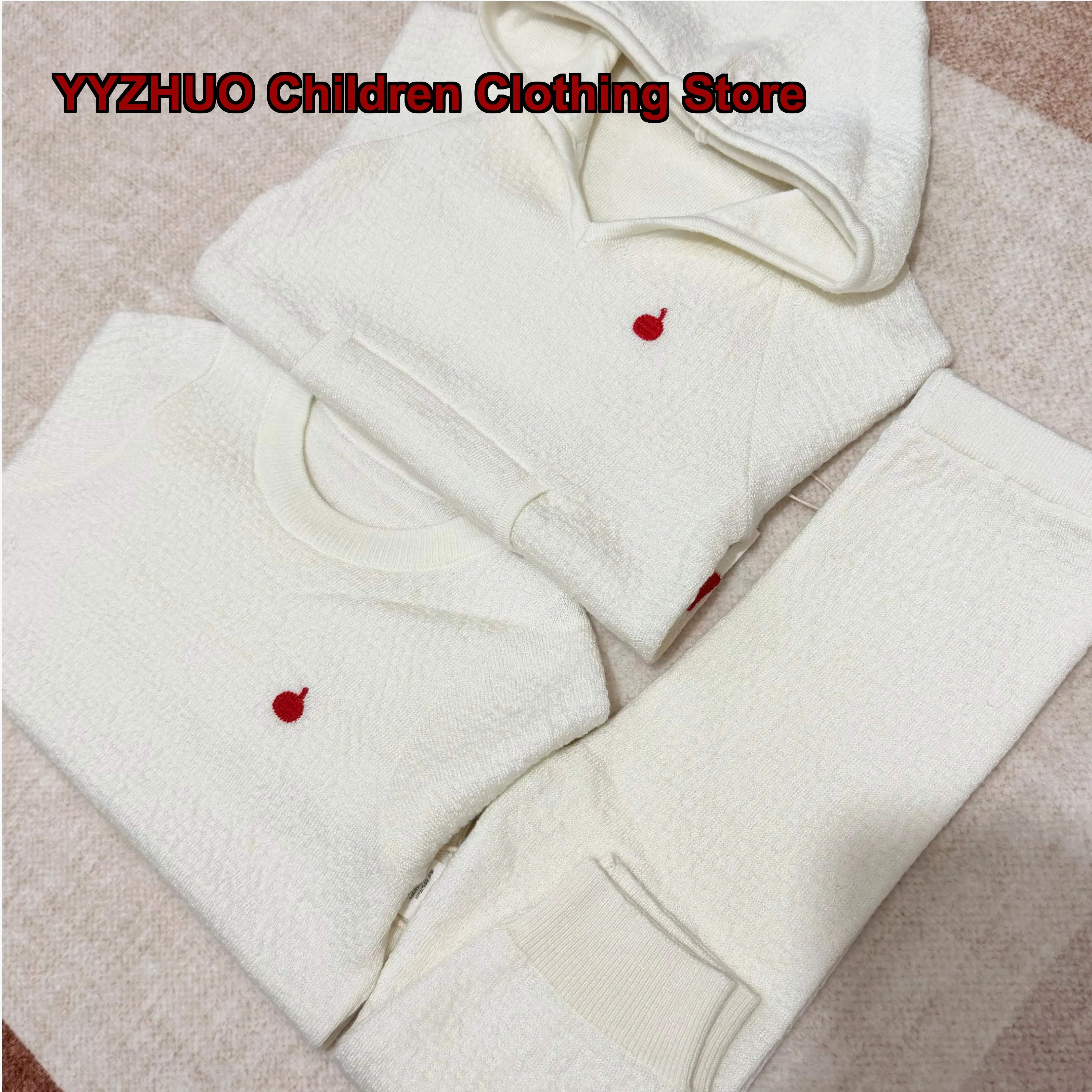 Infant Knit Top Baby Boys Girls Long Sleeves Pants Cotton Blend Solid Color Red Flag Pattern
