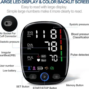 جهاز مراقبة ضغط الدم من Kingclinic آلة صفعة ضغط الدم الأوتوماتيكية مع شاشة LED للاستخدام المنزلي للرعاية الصحية أفضل 6 مبيعات آلة تسمير زر الضغط - No3