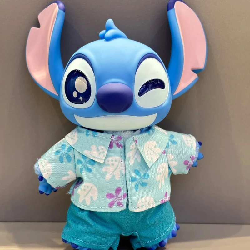 Stitch Dress-Up Show Series-caja ciega de felpa de vinilo, muñeca bonita, ropa divertida a la moda para muñeca bebé, traje, bolsa, colgante, regalo ornamental para el hogar