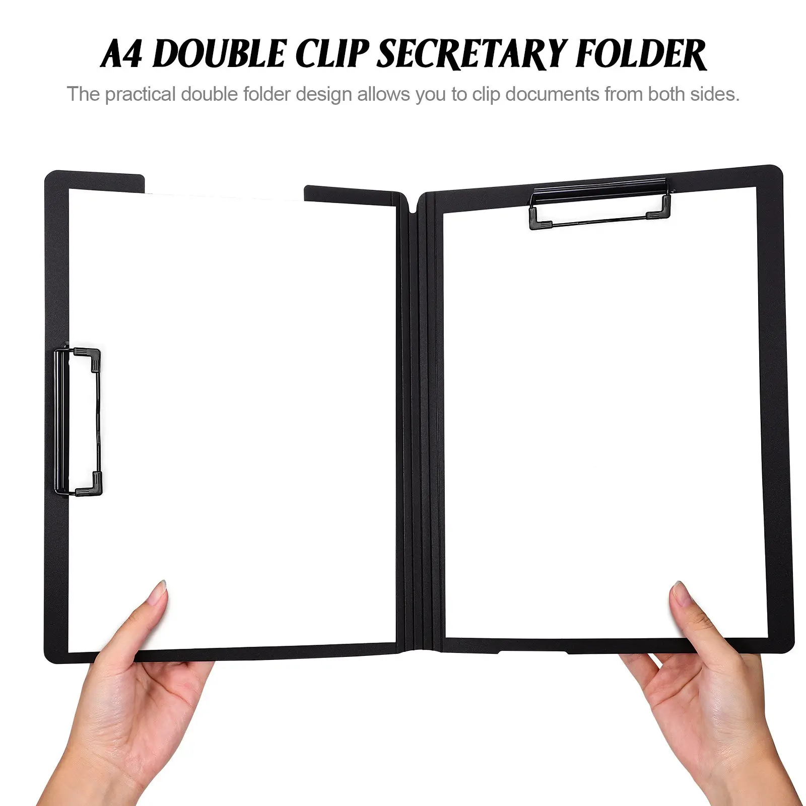 

2Pcs Portable Foldable Clipboard Dual Clip A4 Document Organizer Sturdy Plastic Writing Support Board for Classroom Office