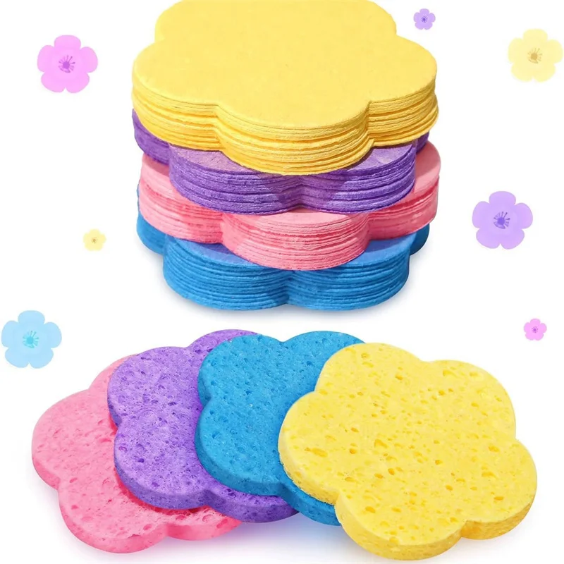 Éponges faciales réutilisables en forme de fleur, 10 pièces, tampons de nettoyage du visage naturels compressés, exfoliants pour le nettoyage ﻿