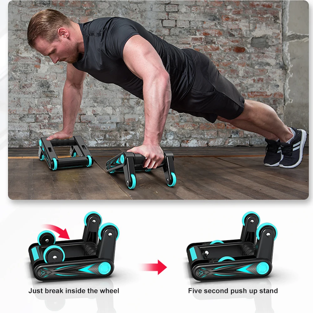 

1Set Push Up Bars Ab Roller Wheel Set - Abs Rollers, Abdominal Exercise Machine Core Strength Training Fitness Sports Equipment