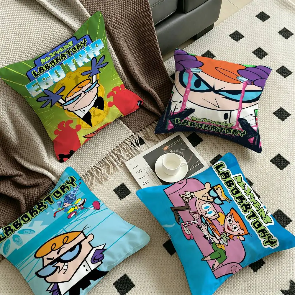 Cartoon D-Dexters L-Laboratory Cushion Cover Inches Farmhouse Decor Home Throw Pillow Covers For Couch Decorations