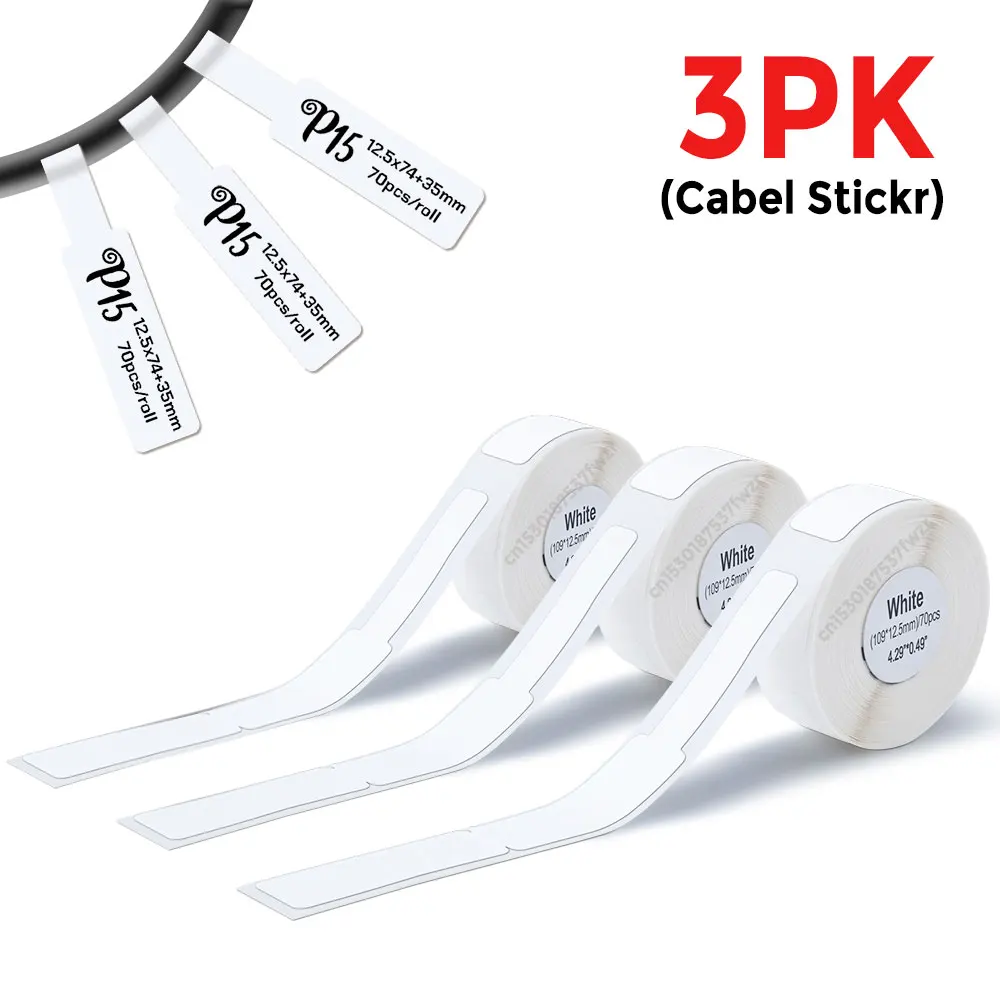 3PK P15 Label Sticker Cable Marker Wire Label Paper Compatible for D30 Pristar P15 Marklife P12 P11 Portable Labeling Machine