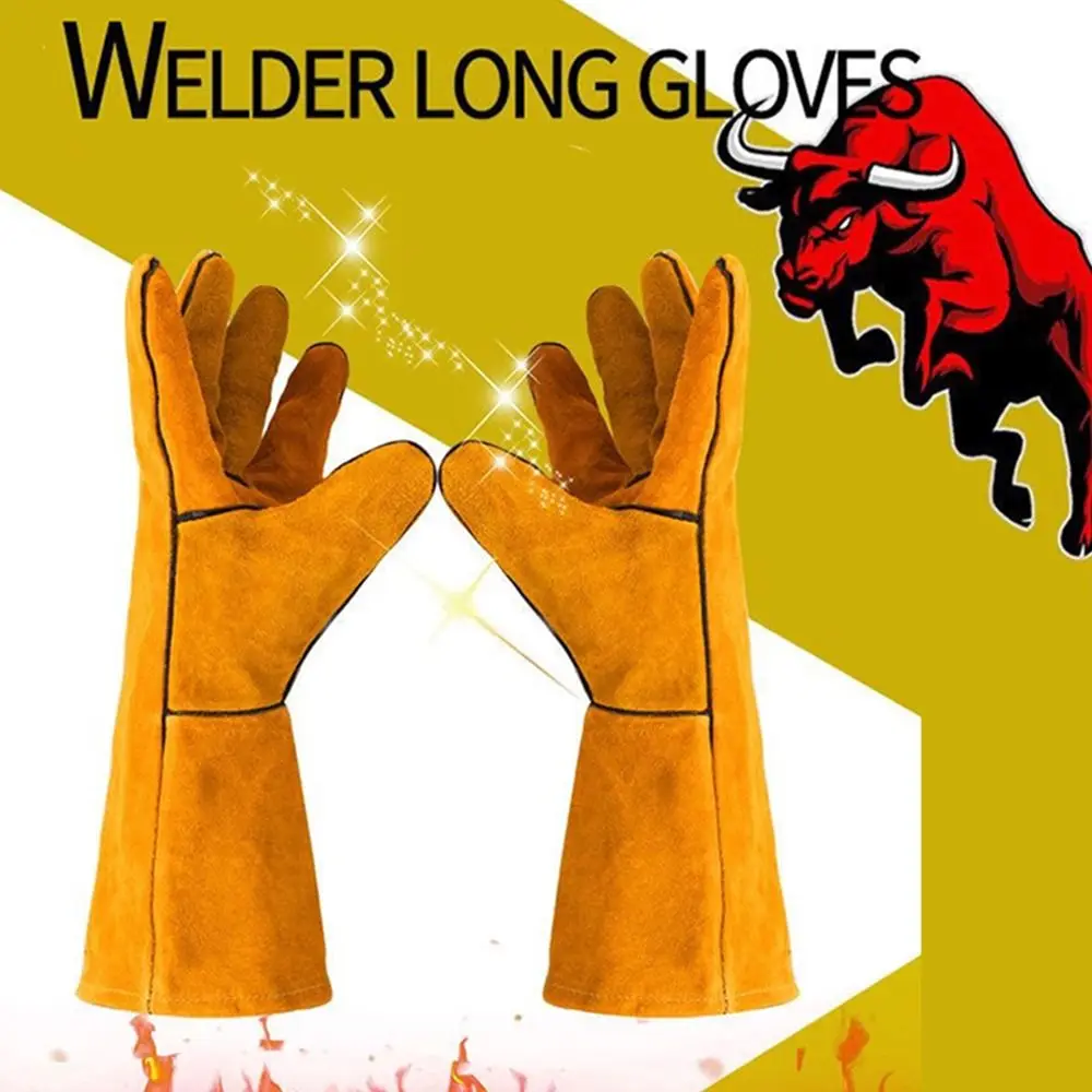 

Soft Welding Gloves Heat Resistant Flexible Gardening Safety Gloves Anti-scalding Durable Leather Working Gloves Warehouse