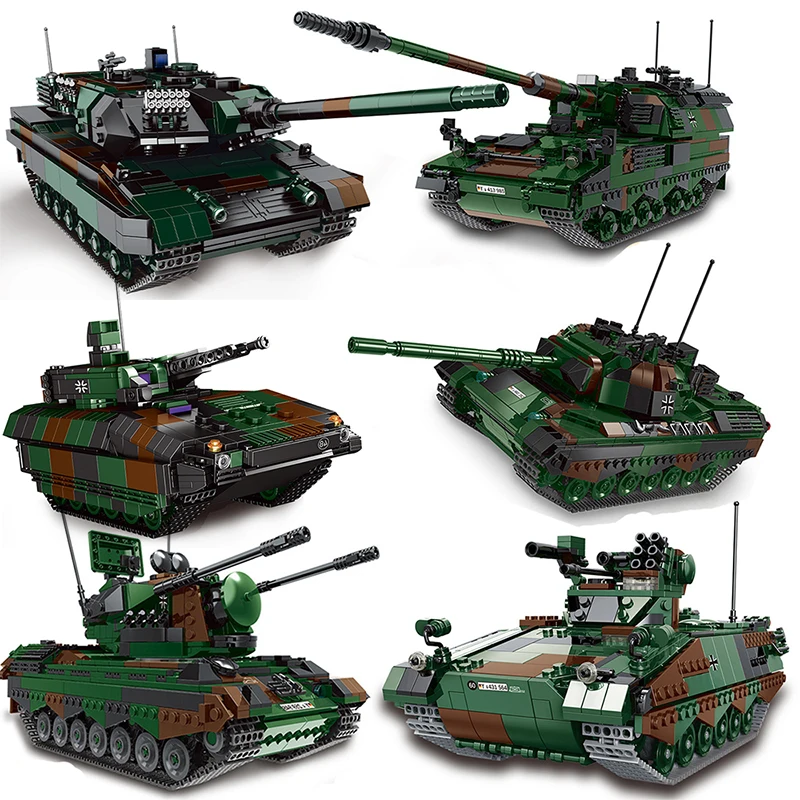 Military Vehicles Tank Sets SWAT Army City Police T34 Model Building Blocks DIY Brick Kids Toys Classic World War II WW2