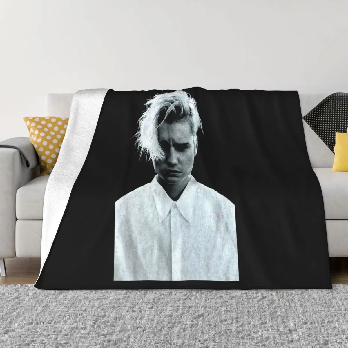 Justin Bieber Black White Photo Purpose Tour Merchandise Cotton Animal Personality Throw Blanket