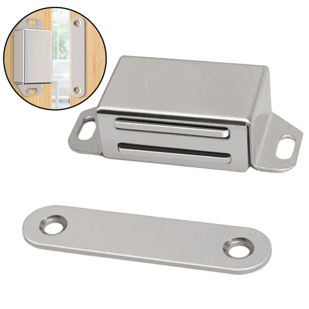 

4Pcs Door Catch Magnetic Door Catches Stainless Steel Door Stop Magnet Latch Lock Cabinet Bumper Catch With Screws Door Hardware