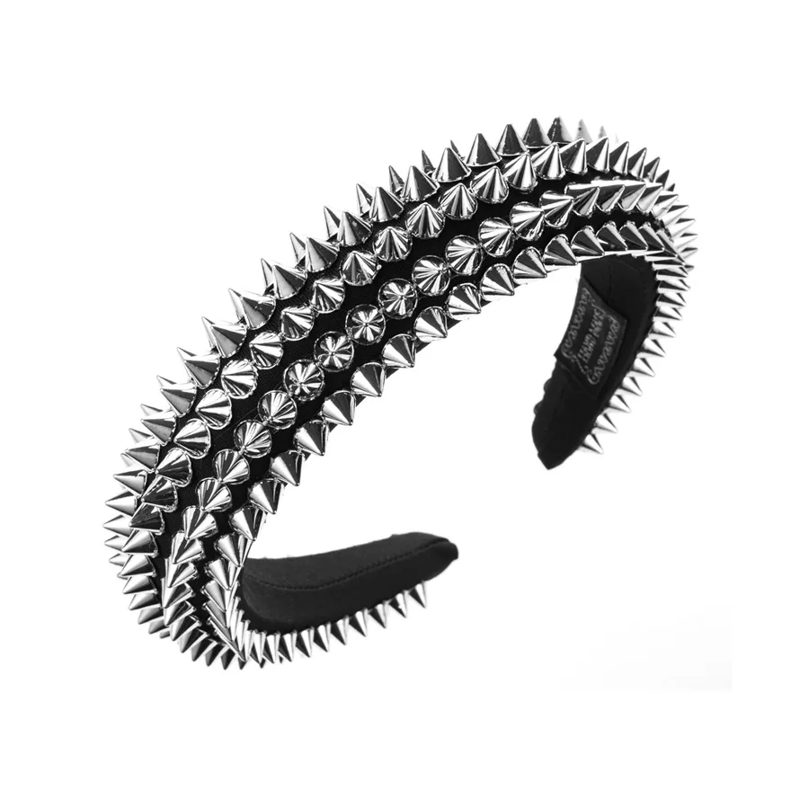 

1pcs Silver Golden Women Men Four Rows Spikes Headband Spiked Gothic Rivets Hair Bands Cosplay Headdress Halloween