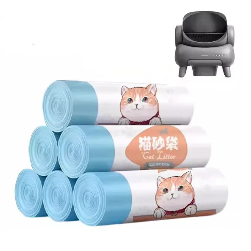 2/4/6 Rolls Pet Garbage Cat Poop Bags for Neakasa/CatLink Automatic Cat Litter Box Drawstring Thickened at Toilet Waste Bags