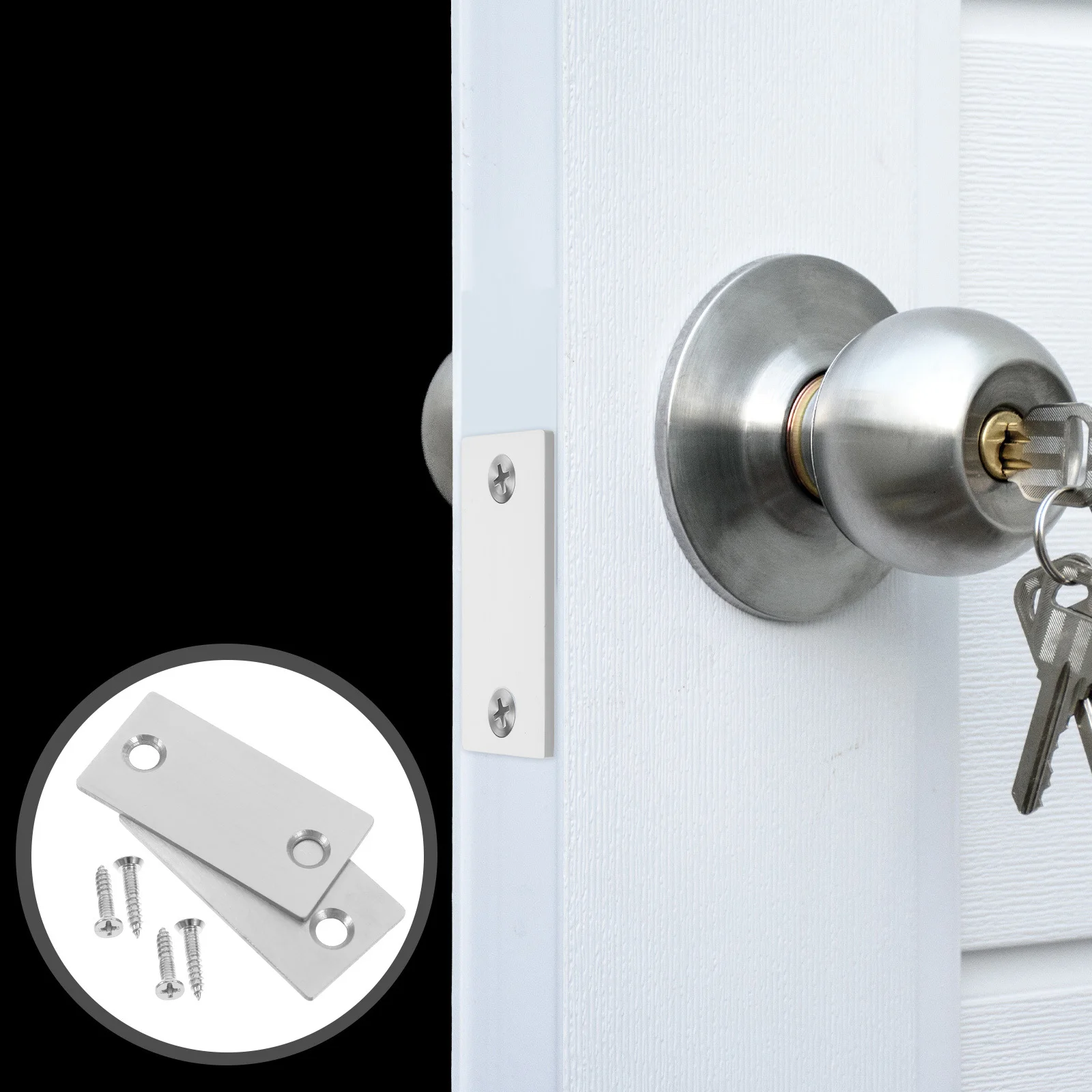 

2Pcs Door Strike Plate Cover Durable Material Easy Installation Efficiently Repairs Holes Damages Interior Exterior