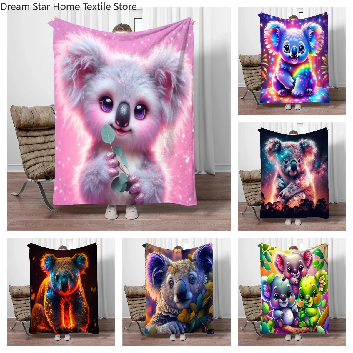 

Animal Cute Koala Cartoon Blanket Children Warm Soft Blanket for Sofa Bed Cover Blanket Suitable for Birthday Souvenir Gifts