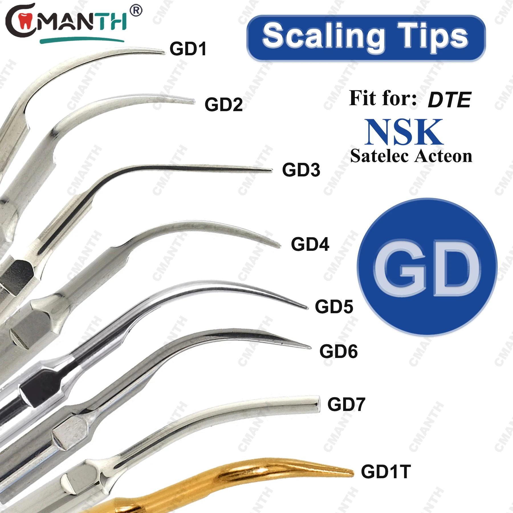 

Dental Scaler Tips Ultrasonic GD Series Scaling Tips Fit For DTE NSK Satelec Acteon Tooth Whitening Dentistry Products