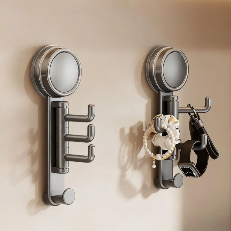 Rotatable Vacuum Suction Cup Hook, No Punching, Adhesive Hook, Kitchen Bathroom Storage Rack, Multifunctional Storage Hook