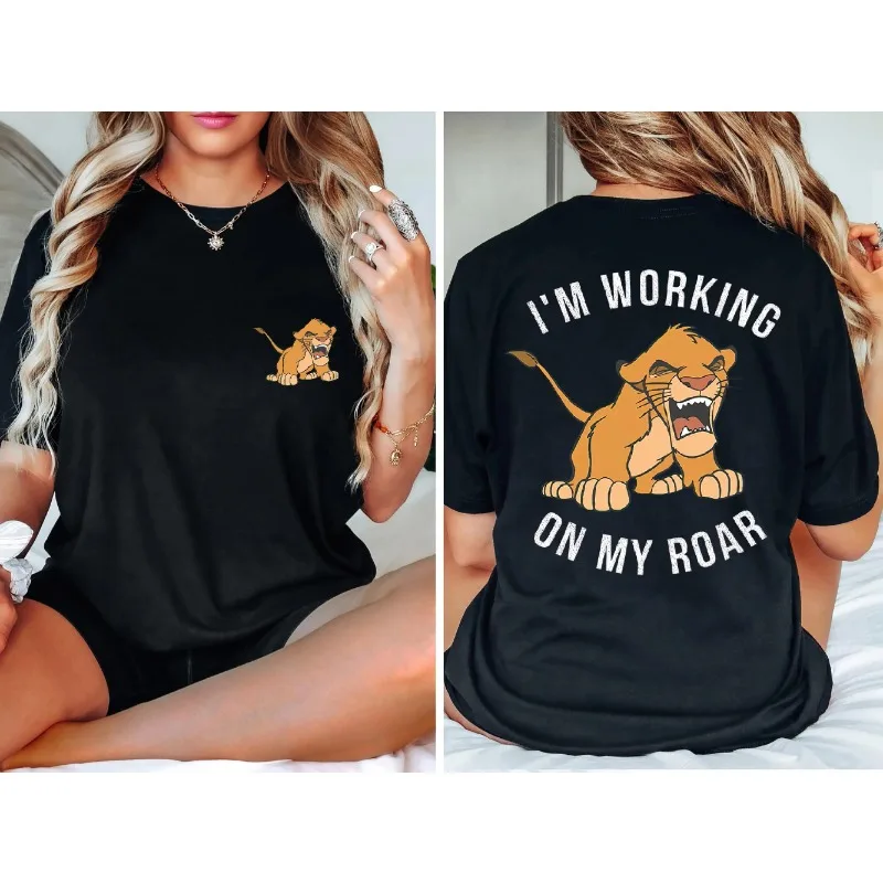 

Футболка с принтом «Король Лев» Disney, женская одежда с короткими рукавами для мальчиков, одинаковые комплекты для всей семьи, детская одежда для девочек