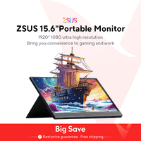 ZSUS 15.6-Inch Portable Monitor 1080P HDR 16:9 Low Blue Light For XBox PS4 / 5 Switch Cell Phone PC Loptop Extension