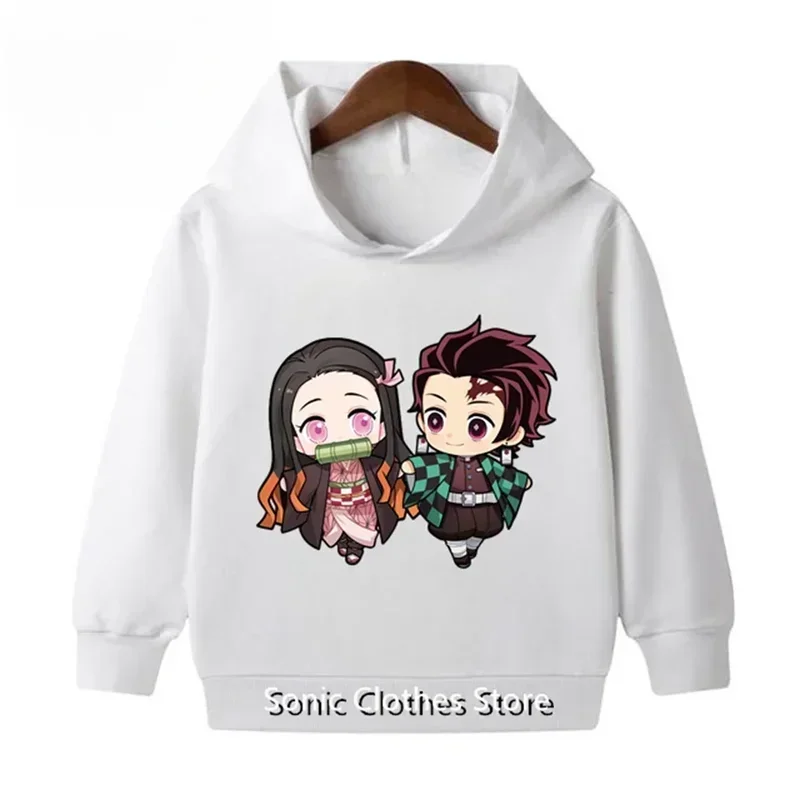 Abbigliamento per bambini Cappotto con cappuccio Bambini Ragazzi Ragazze Cartoon People Anime giapponesi Demon Slayer Stampa Bambino di età 3-12 Top casual