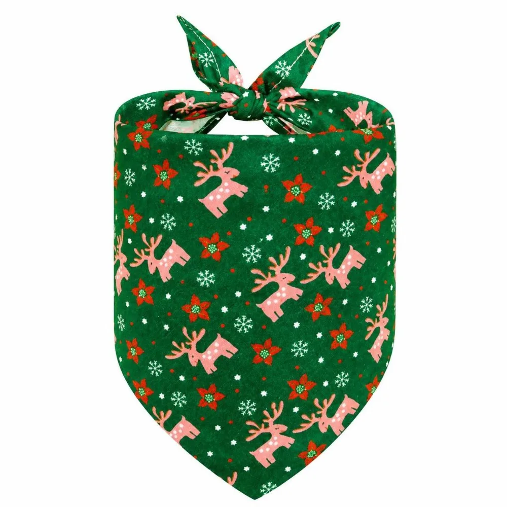 2pcs Portable Plaid Pattern Christmas Pet Bandana Adjustable Soft Kerchief Set Stylish Scarf Bibs Christmas Holiday