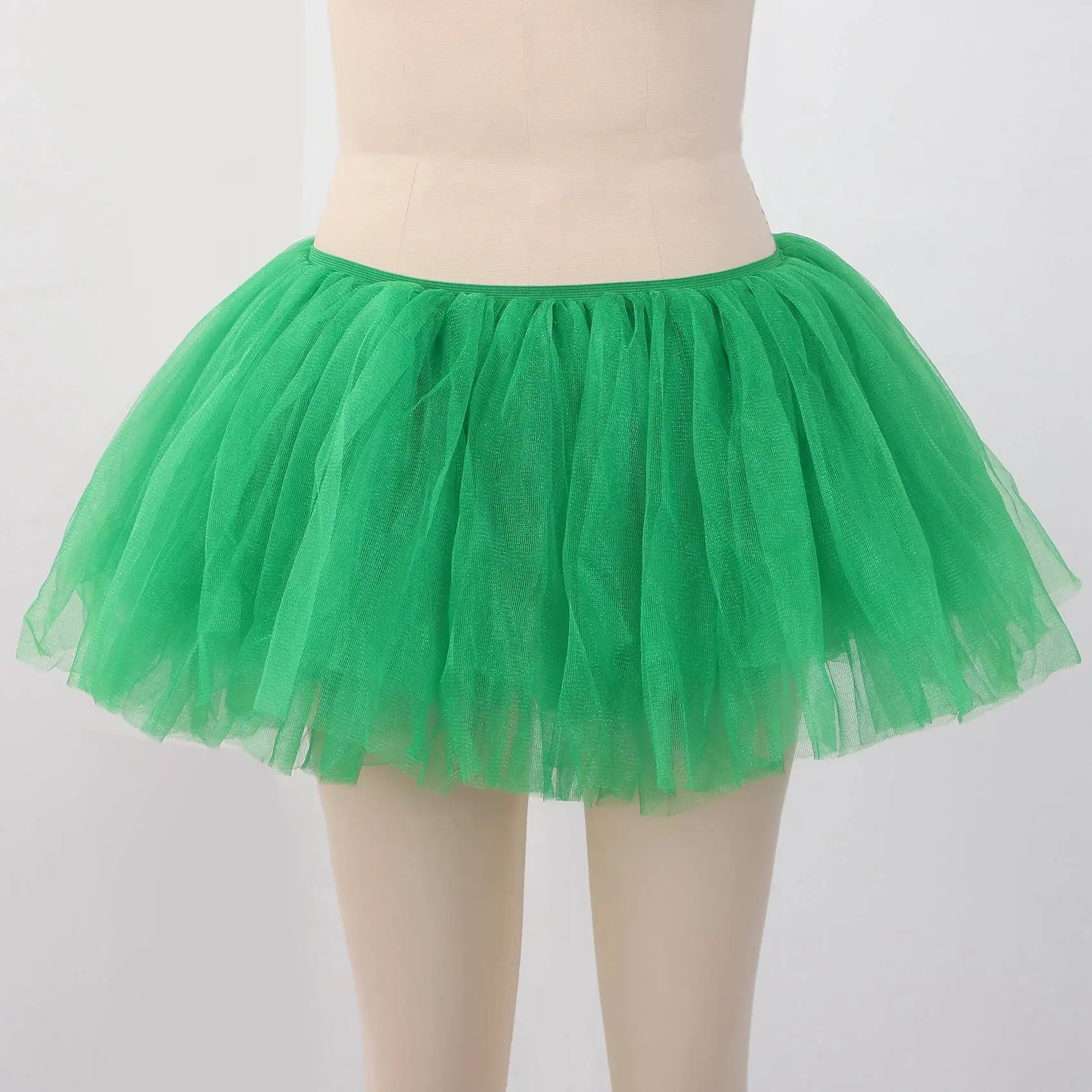 Dance Tulle Tutu 5 Layered Tutu Prom Party Costume Tulle Tutu for Women and Girls,Green