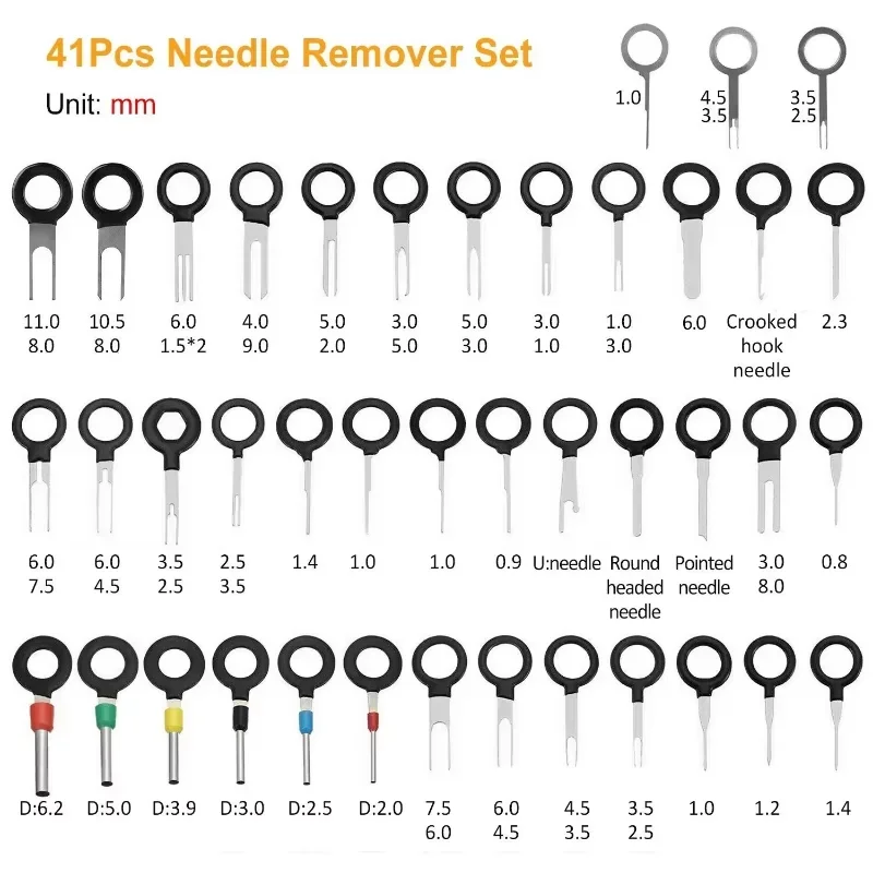 41pcs Universal Car Terminal Removal Repair Tool Wire Plug Connector Extractor Puller for Car Terminals Disassembly Hand Tools