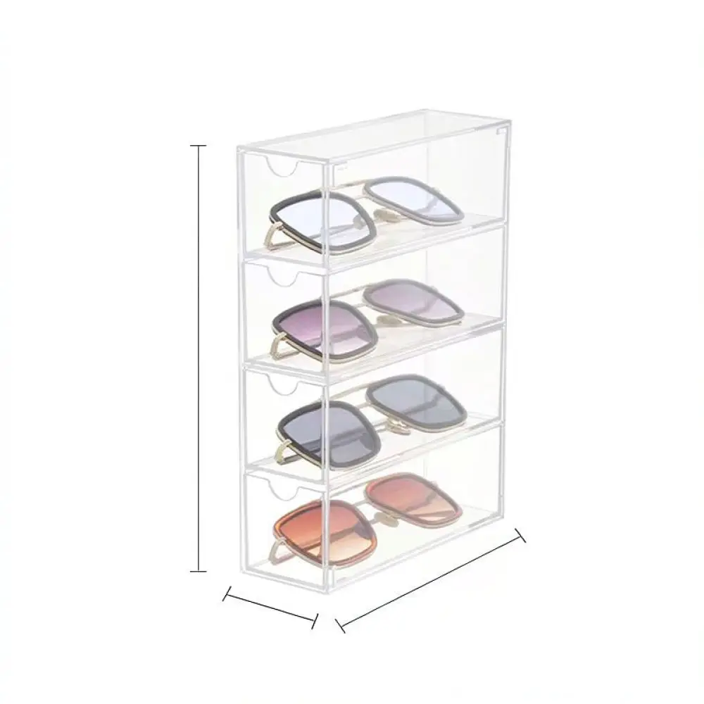 Desktop Acrylic Drawer Storage Case Stackable Eyewear Organizer For Jewelry Stationery Cosmetics Display Box
