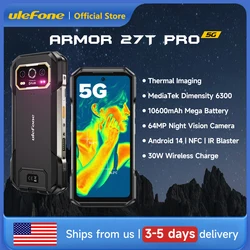 Ulefone Armor 27T Pro 5G THERMAL BY FLIR® Rugged Phone Android 14 10600mAh Smartphone 64MP 6.78