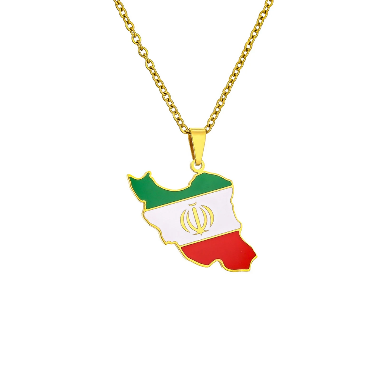 Iran-Karten-Anhänger-Halskette für Damen und Herren, Edelstahlschmuck, ethnisches patriotisches Geschenk – Detail 1