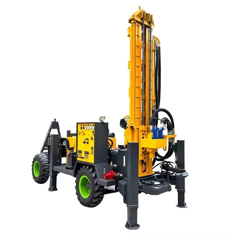 200m 300m Depth Fully Automatic Wheels Hydraulic Water Well Drilling Machines for Core Drill Rig Household Well Equipment