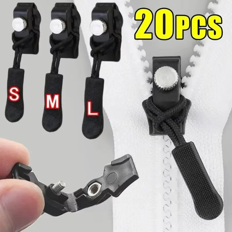3-60Pcs Universal Zipper Repair Kit 3 Different Size Quick Instant Detachable Zipper Head Replacement Zipper Slider Pull