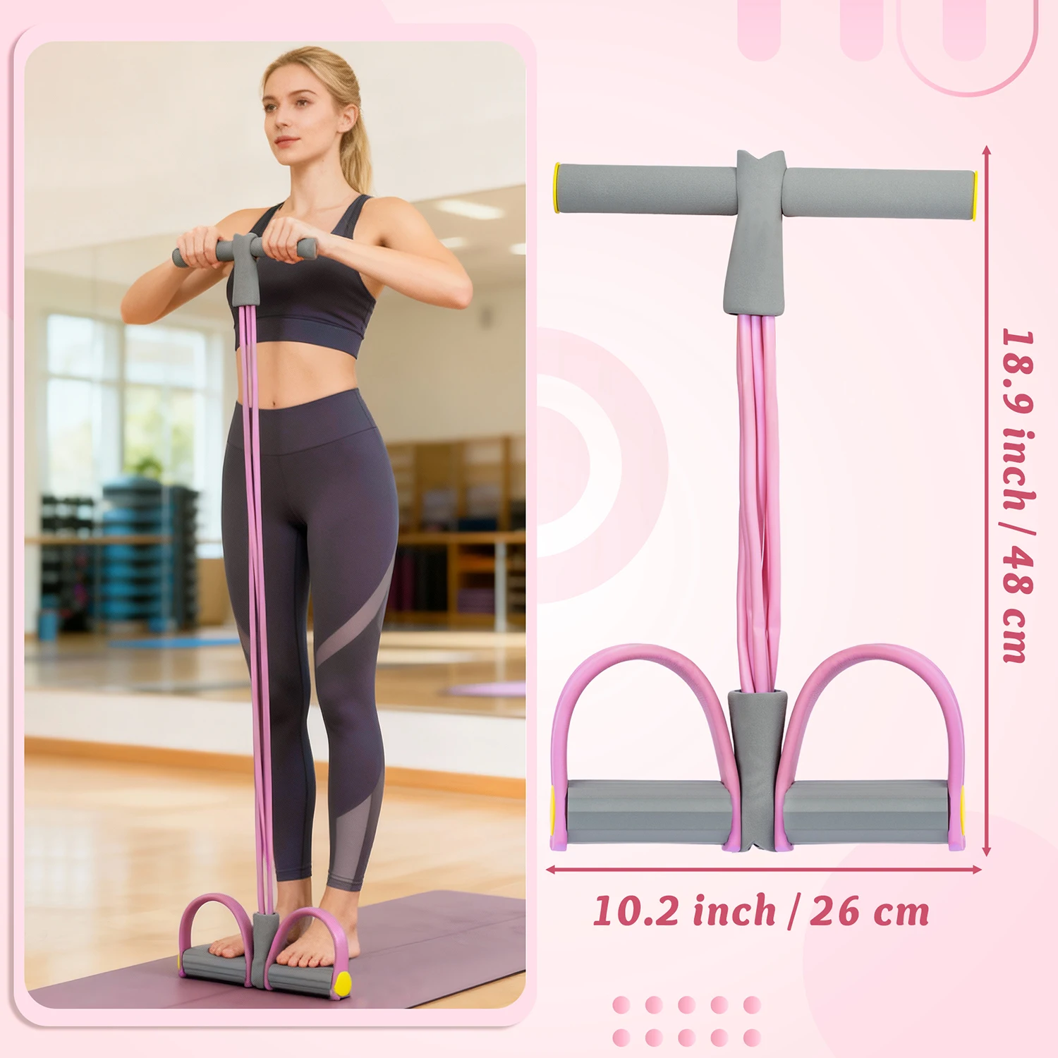 2PCS Fitness Resistance Bands Pedal Ankle Puller New Stretching Bands for Arm Leg Workouts Sit Up Rope for Home Gym Equipment