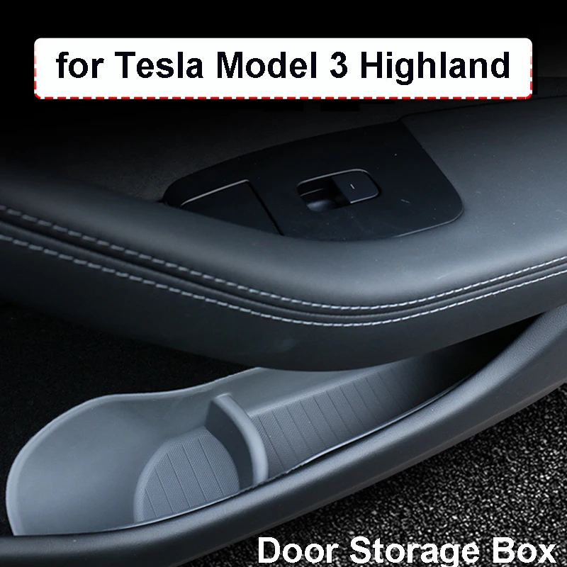 Caja organizadora de almacenamiento lateral para puerta, soporte impermeable de TPE para paraguas, funda de basura para teléfono, Accesorios Nuevos, Tesla Model 3 Highland 2024