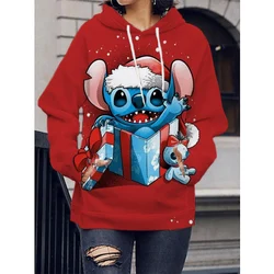 Women's Sweatshirt Sweatshirt Jacket Clothes Hoodie Women's Pocket Long Sleeve Pullover Disney Christmas Stitch Top