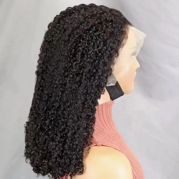 Peruca de cabelo humano remy brasileiro para mulheres negras, preto natural, duplo desenhado Bob encaracolado, densidade de 250%, pré-arrancada, 12A