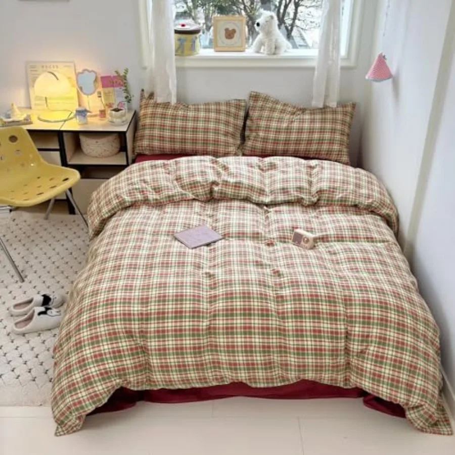 

Muslin Duvet Cover Striped Pattern Duvet Cover Set Linen Like Gauze Cotton Quilt Cover with 2 Pillowcases Soft Breathable Beddi