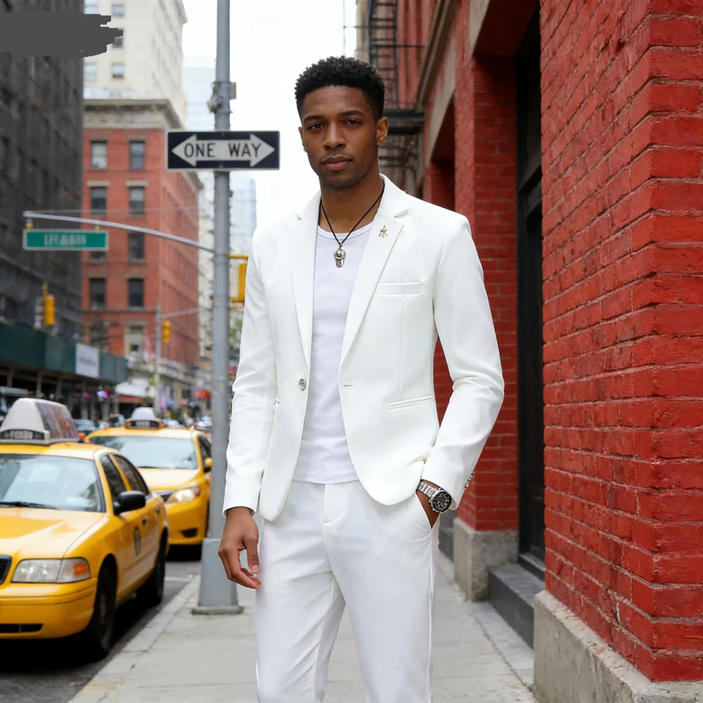 

Мужской костюм-двойка, приталенный повседневный деловой однотонный осенний костюм с брюками в комплекте, полный комплект, мужская одежда Trabajo