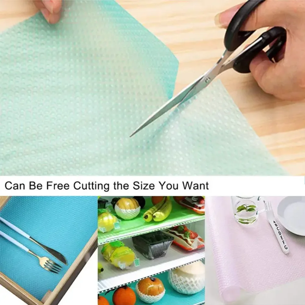 4pcs Refrigerator Pad Non-Slip Waterproof Can Be Cut Fridge Shelf Liner Mat Kitchen Washable Drawer Cabinet Pads Table Placemats