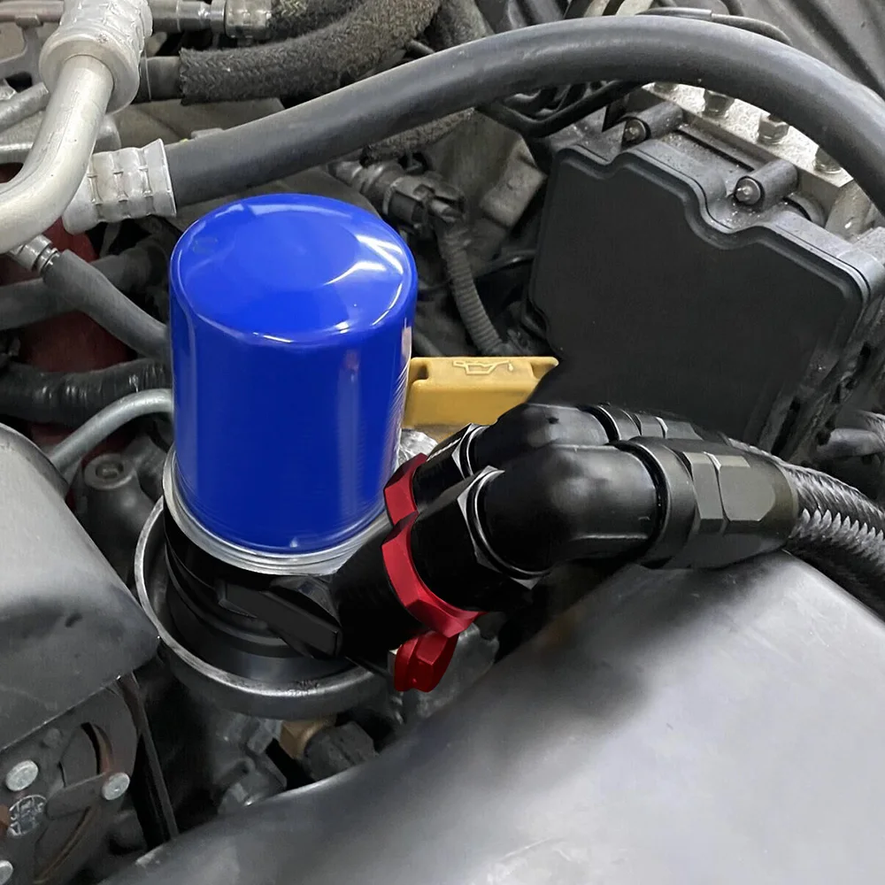 WLR RACING - Aluminum  AN10 Oil Filter Cooler Sandwich Plate Adapter TURBO WITH Thermostat And FITTING 3/4-16 UNF,M20*1.5
