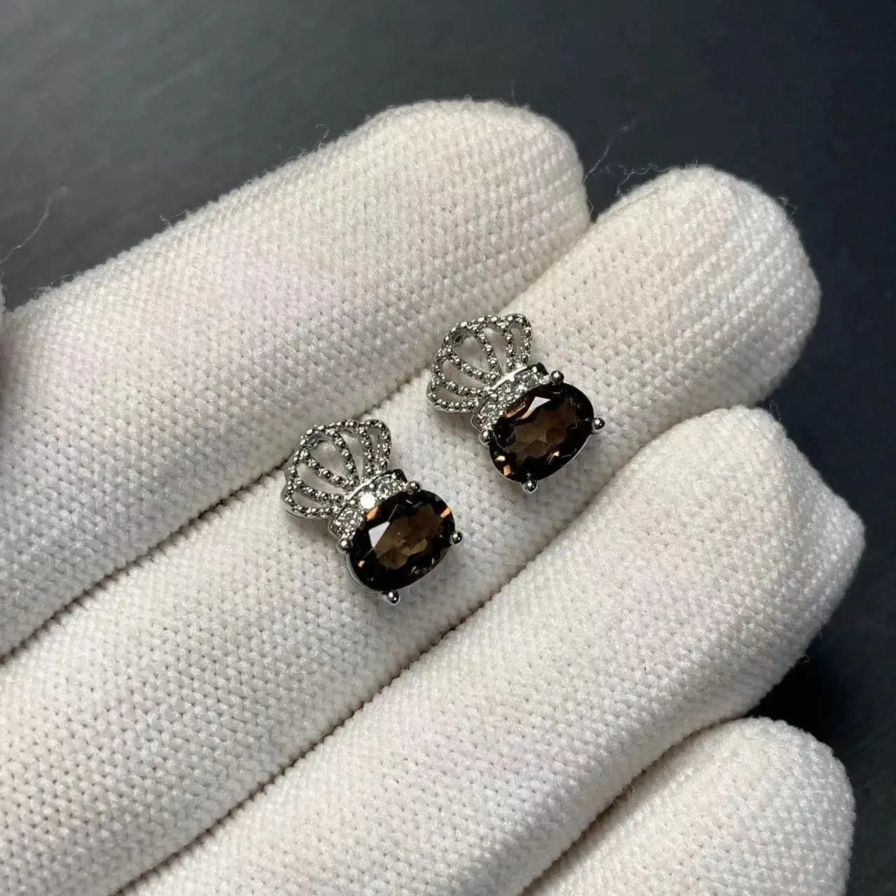 5*3MM Natural Smoky Crystal quartz Stud Earrings For Women Stone 925 Sterling Silver Vintage Gift Prevent Allergy Fine Jewelry